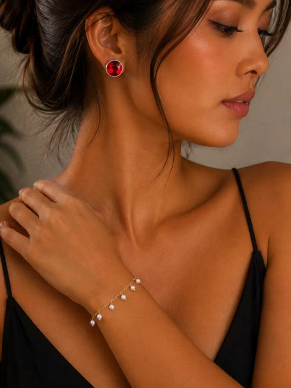 Gold Pearl Drop Bracelet